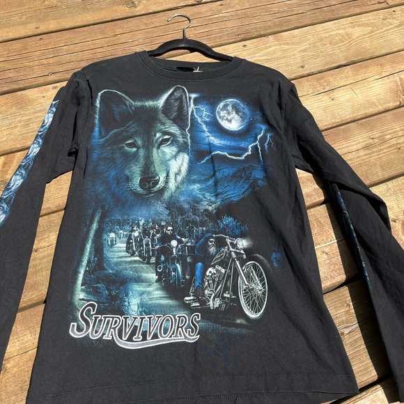 AOP vintage wolf motorcycle longsleeve - Picture 2 of 5